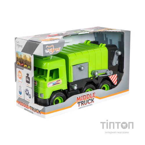 Спецтехніка Tigres Авто "Middle truck" сміттєвоз (св. зелений) в коробці (39484)