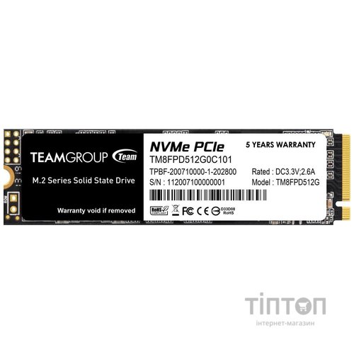 SSD 512GB Team MP33 Pro M.2 2280 PCIe 3.0 x4 3D TLC (TM8FPD512G0C101)