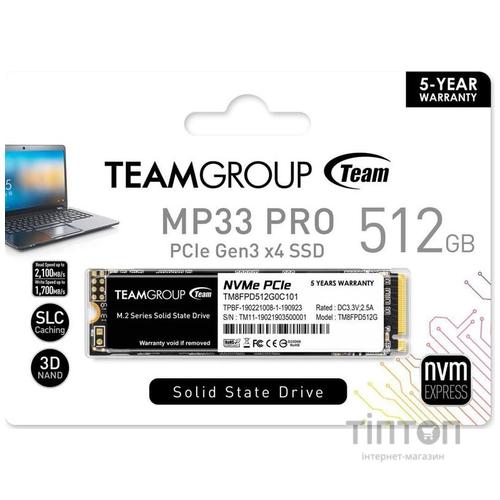 SSD 512GB Team MP33 Pro M.2 2280 PCIe 3.0 x4 3D TLC (TM8FPD512G0C101)