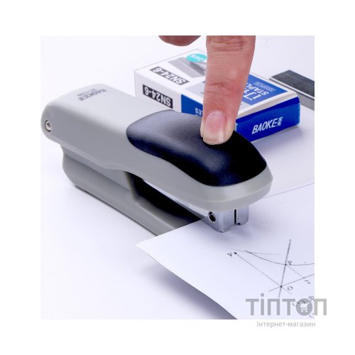 Степлер Baoke пластиковий, 25 аркушів, скоби №24/6, 26/6, з грипом, асорті (STAP-BAO-ST1109)