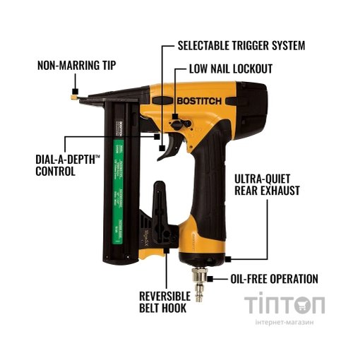 Степлер будівельний Bostitch пневматичний, тип кріплення SX, довжина 12-38 мм (SX1838-E)