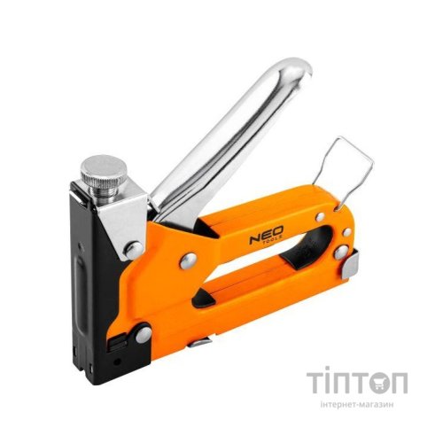 Степлер будівельний Neo Tools 3 в 1, 4-14 мм, тип скоб G, L, E, регулювання забивання скоб (16-031)