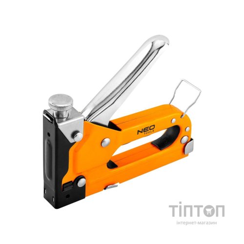 Степлер будівельний Neo Tools 4-14 мм, тип скоб J/53, регулювання забивання скоб (16-032)