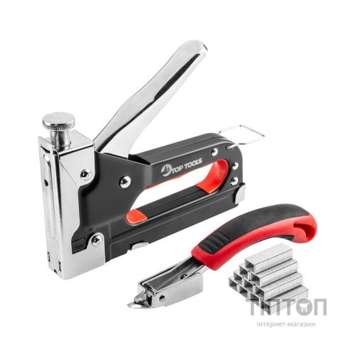 Степлер будівельний Top Tools + антистеплер 6-14 мм, тип скоб J/53 (41E915)