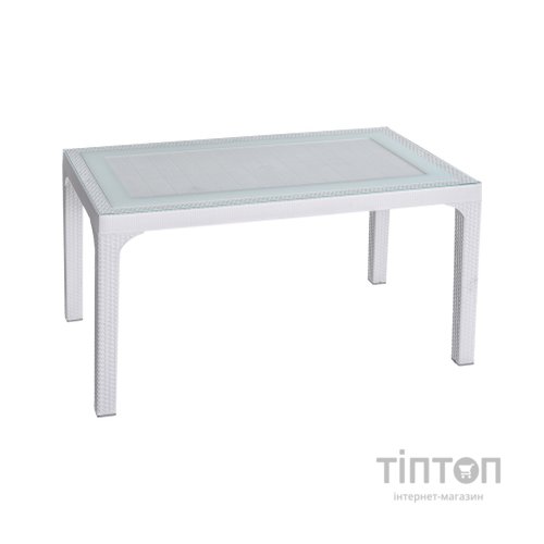 Стіл садовий Irak Plastik під ротанг 80х140 см білий (4775)