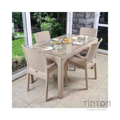 Стіл садовий Irak Plastik під ротанг 80х140 см білий (4775)