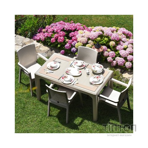 Стіл садовий Irak Plastik під ротанг 80х140 см білий (4775)