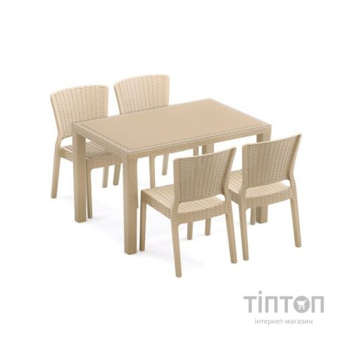 Стіл садовий Tilia Antares 80х120 см outglass, ніжки пластикові, кавовий (10772)