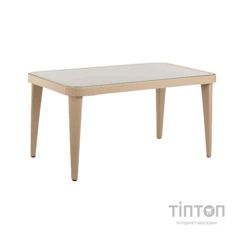 Стіл садовий Tilia Osaka 90x150 см з зовнішнім склом кавовий, ніжки пластикові (10059)