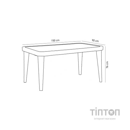 Стіл садовий Tilia Osaka 90x150 см з зовнішнім склом кавовий, ніжки пластикові (10059)