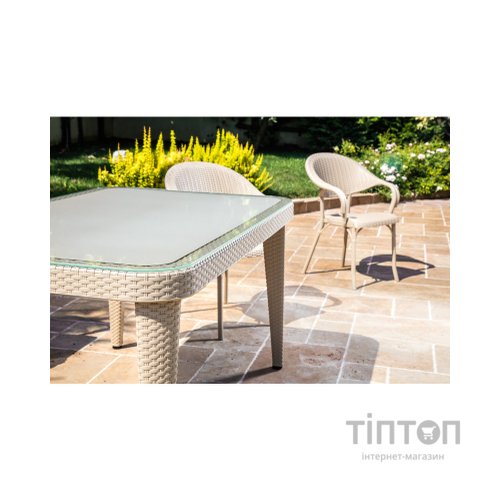 Стіл садовий Tilia Osaka 90x150 см з зовнішнім склом кавовий, ніжки пластикові (10059)