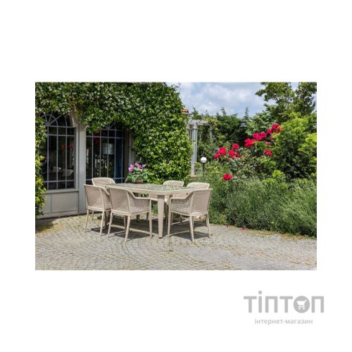 Стіл садовий Tilia Osaka 90x150 см з зовнішнім склом кавовий, ніжки пластикові (10059)