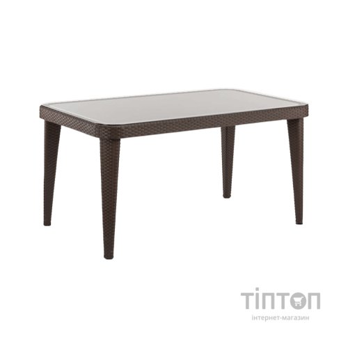 Стіл садовий Tilia Osaka 90x150 см з зовнішнім склом венге, ніжки пластикові (10060)