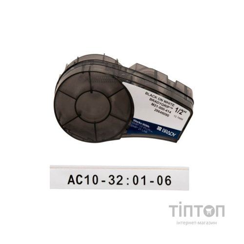 Стрічка для принтера етикеток Brady M21-500-414 BradyGrip, 12.7мм х 3.05м, black on white, Velcro (151515)