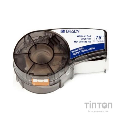 Стрічка для принтера етикеток Brady M21-750-595-RD vinyl, 19.05mm/6.4m. White on Red (M21-750-595-RD)