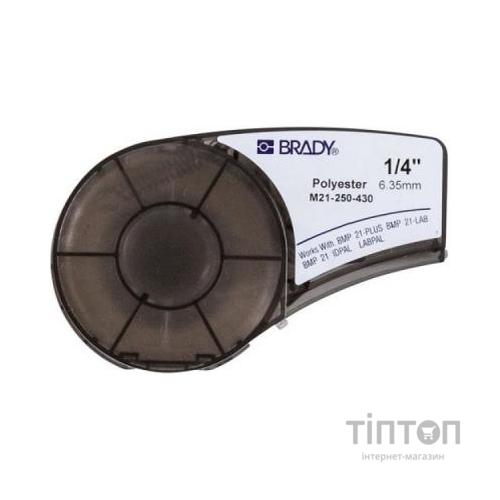Стрічка для принтера етикеток Brady поліестер, 6.35mm/6.4m. чорний на прозорому (M21-250-430)