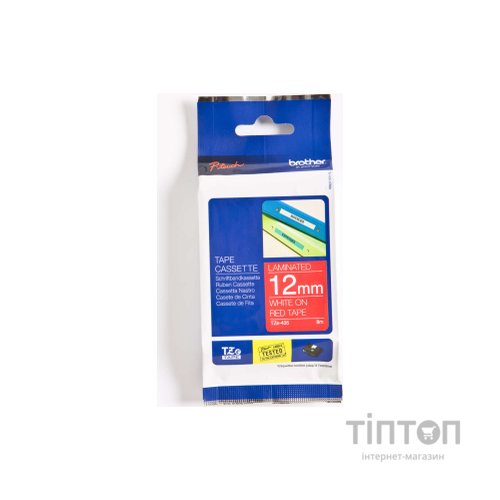 Стрічка для принтера етикеток Brother 12mm Laminated, white on red (TZE435)