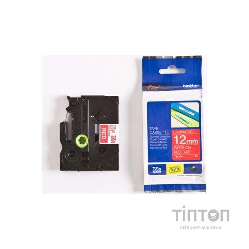 Стрічка для принтера етикеток Brother 12mm Laminated, white on red (TZE435)