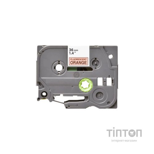 Стрічка для принтера етикеток UKRMARK B-Fc-TB61P-BK/OR, аналог TZeB61, флуорисцентна, 36мм х 8м, black on orange (900539)