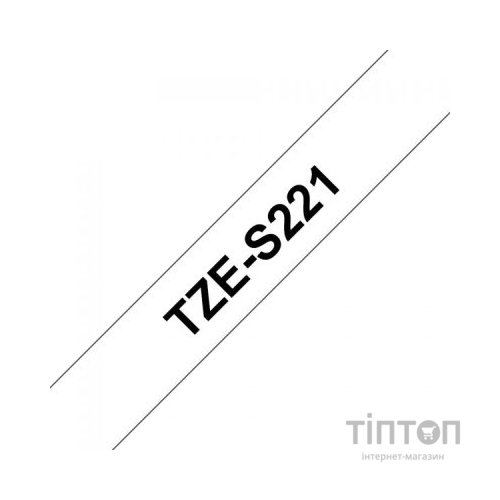 Стрічка для принтера етикеток UKRMARK B-S-T221P, надклейка, 9мм х 8м, black on white, аналог TZeS221 (900605)