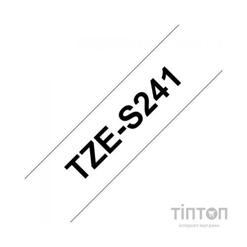 Стрічка для принтера етикеток UKRMARK B-S-T241P-BK/WT, сумісна з TZES241, 18мм х 8м. black on white (900607)