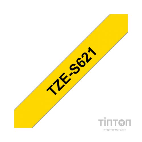 Стрічка для принтера етикеток UKRMARK B-S-T621P-BK/YE, сумісна з TZES621, 9мм х 8м. black on yellow (900606)