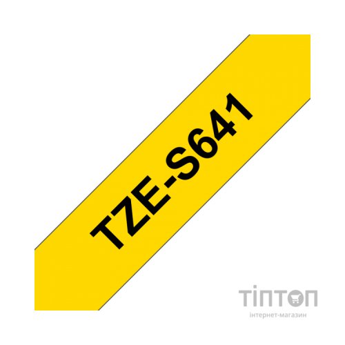 Стрічка для принтера етикеток UKRMARK B-S-T641P-BK/YE, сумісна з TZES641, 18мм х 8м. black on yellow (900608)