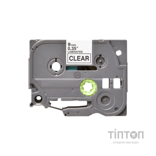 Стрічка для принтера етикеток UKRMARK B-T121P-BK/CL, сумісна з TZE121 ламінована, 9мм х 8м. black on transparent (900598)