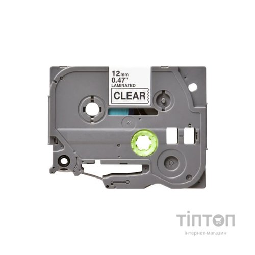 Стрічка для принтера етикеток UKRMARK B-T131P-BK/CL, сумісна з TZE131 ламінована, 12мм х 8м. black on transparent (900599)