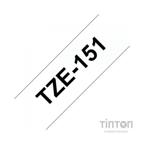 Стрічка для принтера етикеток UKRMARK B-T151P-BK/CL, сумісна з TZE151 ламінована, 24мм х 8м. black on transparent (900602)