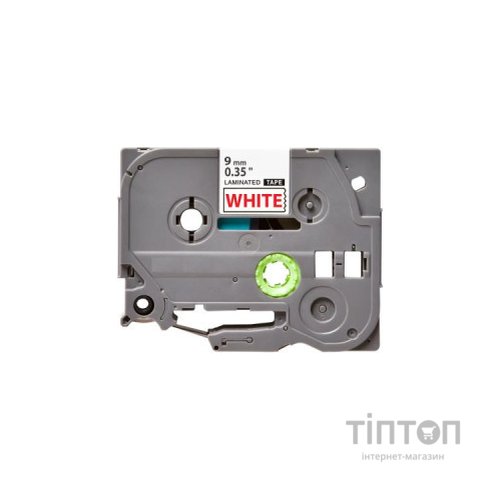 Стрічка для принтера етикеток UKRMARK B-T222P, ламінована, 9мм х 8м, red on white, аналог TZe222 (900553)