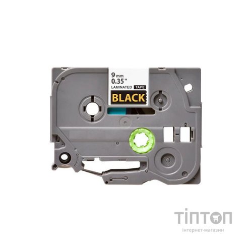 Стрічка для принтера етикеток UKRMARK B-T324P, ламінована, 9мм х 8м, gold on black аналог TZe324 (900554)