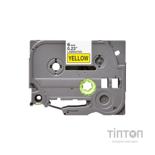 Стрічка для принтера етикеток UKRMARK B-T611P, 6мм х 8м, black on yellow, совместимая с TZe611, ламинированная (900532)