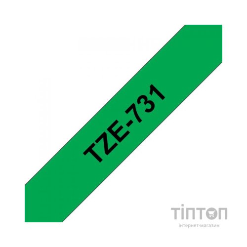 Стрічка для принтера етикеток UKRMARK B-T731P-BK/GR, сумісна з TZE731. Розміри стрічки: 12 мм х 8 м. black on зелений (900600)
