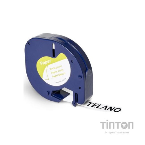 Стрічка для принтера етикеток UKRMARK D-91200-BK/WT, сумісна з DYMO 91200/S0721510, для серії LT. 12мм х 4м. black on white (900618)