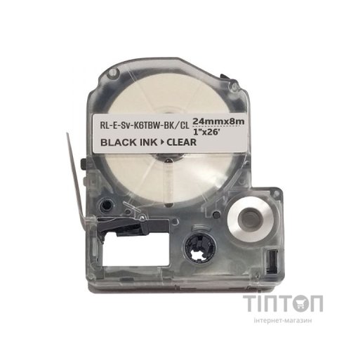 Стрічка для принтера етикеток UKRMARK ESv-K6TBW-BK/CL, сумісна з LK6TBW, 24мм х 8м. black on transparent (LK6TBW) (900611)