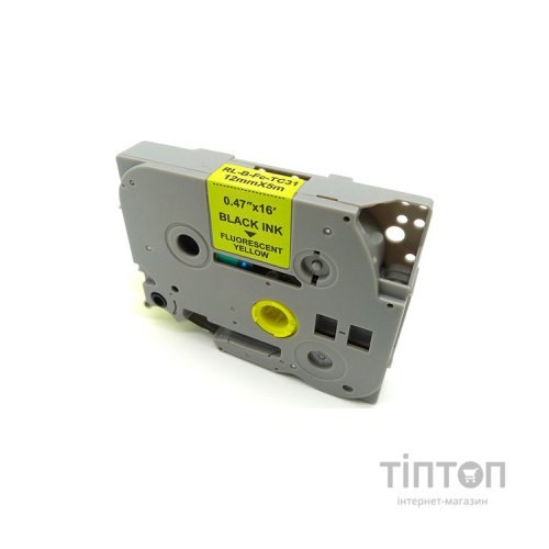 Стрічка для принтера етикеток UKRMARK RL-B-Fc-TC31P-BK/YE, аналог TZEC31. флуоресцентна. 12 мм х 5 (900230)