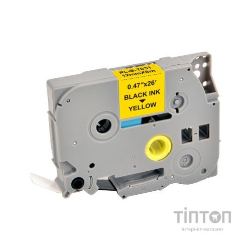 Стрічка для принтера етикеток UKRMARK RL-B-S-T631P-BK/YE, аналог TZES631. підвищеної адгезії 12 мм (900236)