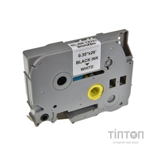 Стрічка для принтера етикеток UKRMARK RL-B-T221P-BK/WT, аналог TZE221. 9 мм х 8 м (900241)