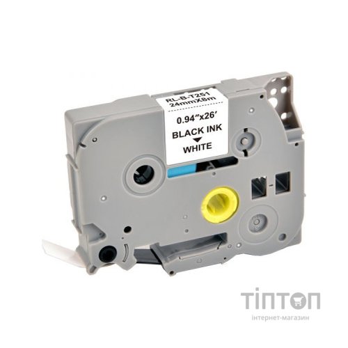 Стрічка для принтера етикеток UKRMARK RL-B-T251P-BK/WT, аналог TZE251. 24 мм х 8 м (900245)