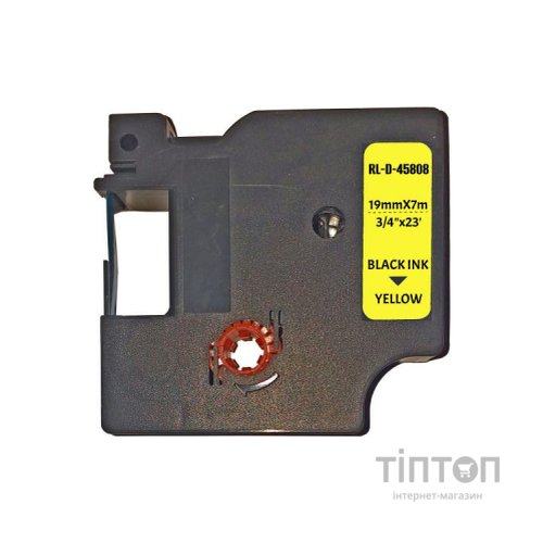 Стрічка для принтера етикеток UKRMARK RL-D-45808P-BK/YE, аналог DYMO S0720880, 19мм х 7м. (900306)