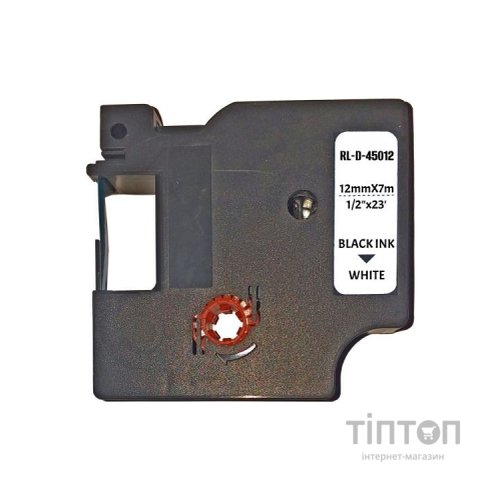Стрічка для принтера етикеток UKRMARK RL-D-R-46012-BK/WT шовкова стрічка. для DYMO серії D1. 12мм (900308)