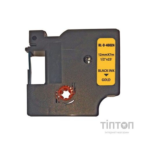 Стрічка для принтера етикеток UKRMARK RL-D-R-46024-BK/GO шовкова стрічка. для DYMO серії D1. 12мм (900309)