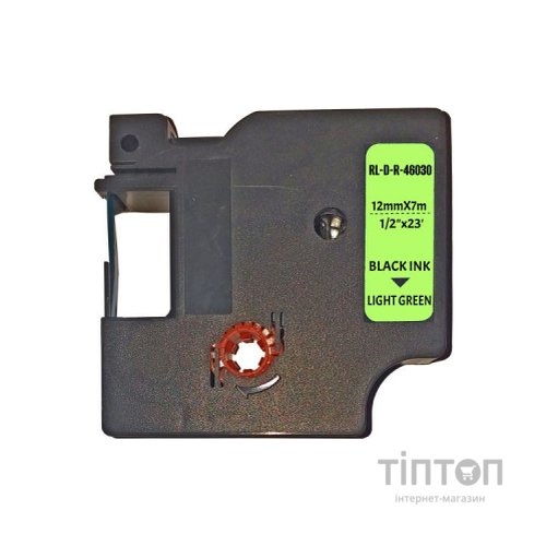 Стрічка для принтера етикеток UKRMARK RL-D-R-46030-BK/LG шовкова стрічка. для DYMO серії D1. 12мм (900311)