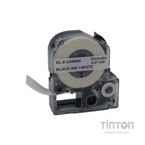 Стрічка для принтера етикеток UKRMARK RL-E-C4WBN-BK/WT, аналог LC4WBN. 12 мм х 8 м (900264)