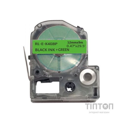 Стрічка для принтера етикеток UKRMARK RL-E-K4GBP-BK/GR, аналог LK4GBP. 12 мм х 9 м (900268)