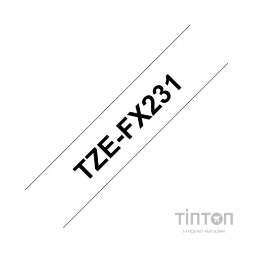 Стрічка для принтера етикеток UKRMARK сумісна з TZEFX231. гнучка, 12мм х 8м. black on white (TZeFX231) (900407)