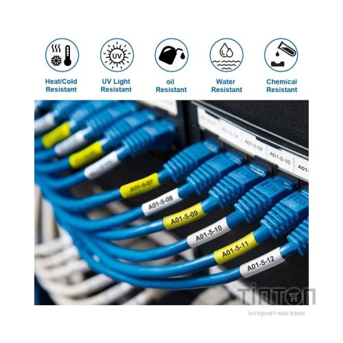 Стрічка для принтера етикеток UKRMARK термоусадочная трубка 18мм х 2,5м, black on yellow, совместимая с LK6YBA11, (900419)