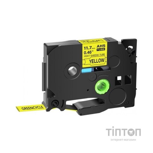 Стрічка для принтера етикеток UKRMARK трубка термозбіжна сумісна з HSe-631, 11,7мм х 1,5м, black on yellow (900412)