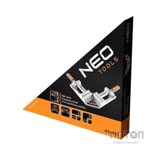 Струбцина Neo Tools кутова, алюмінієва, дві напрямні 75 мм, 70х70мм (45-491)